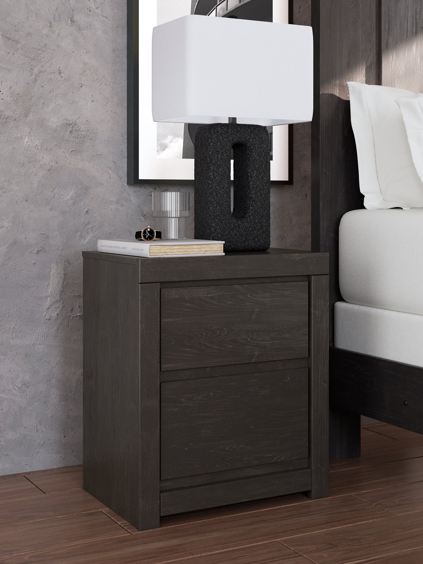 King Panel Bed with Mirrored Dresser and Nightstand