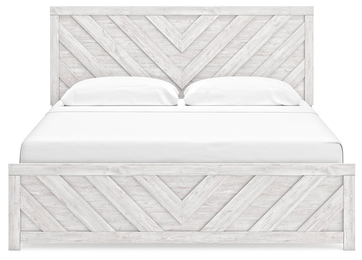 Cayboni King Panel Bed with Mirrored Dresser and Chest