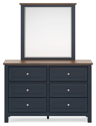 Landocken Full Panel Headboard with Mirrored Dresser and Nightstand