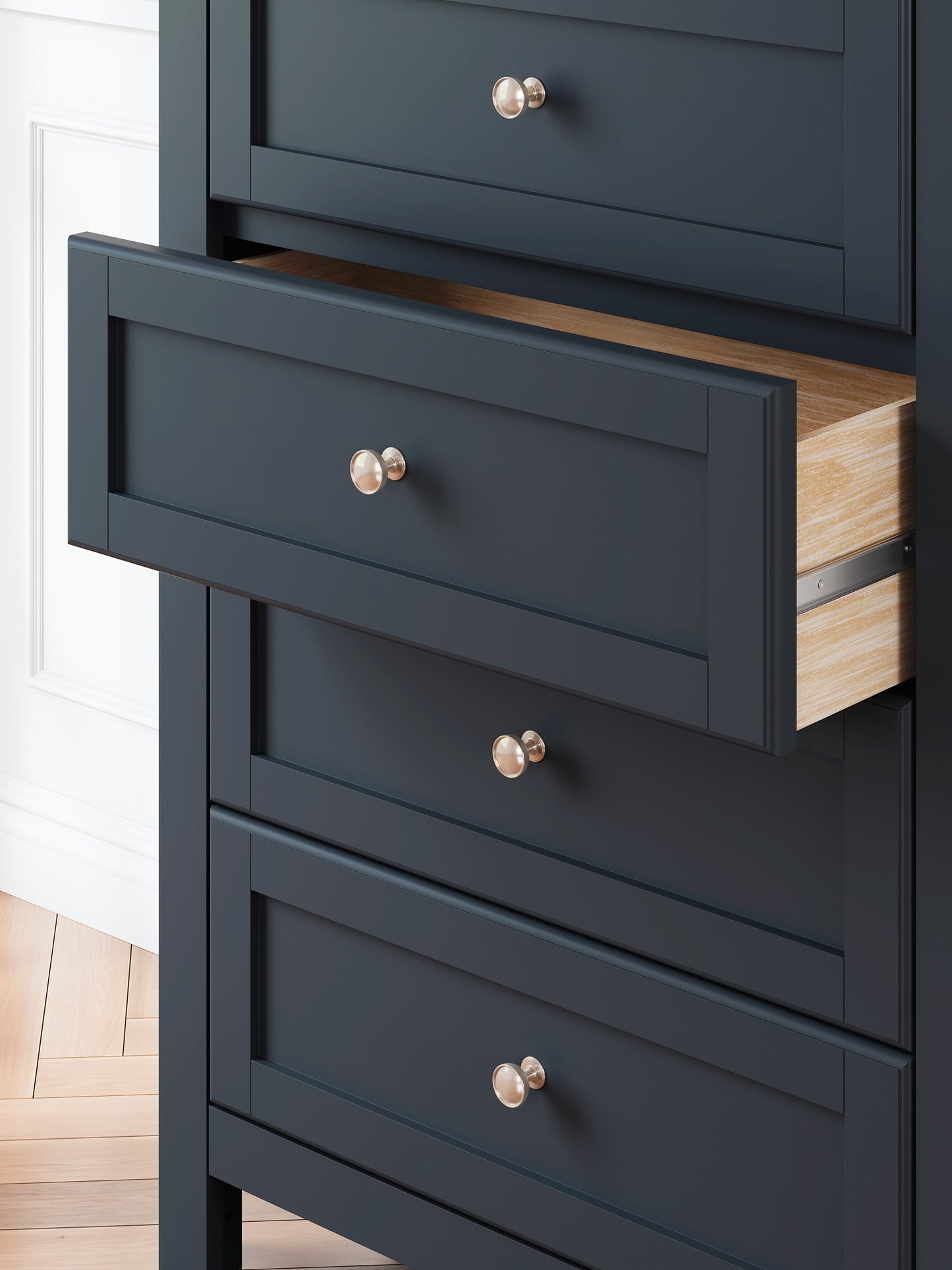 Landocken Full Panel Headboard with Mirrored Dresser and Chest