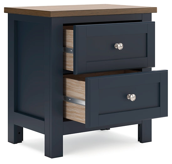Landocken Twin Panel Headboard with Mirrored Dresser, Chest and Nightstand