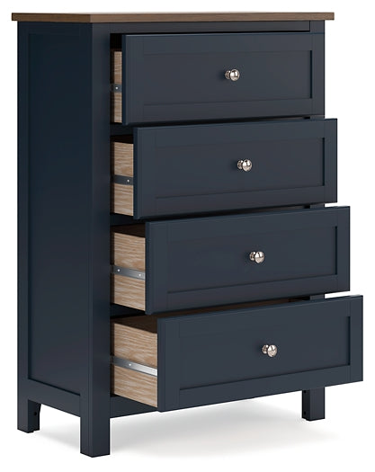 Landocken Twin Panel Headboard with Mirrored Dresser and Chest