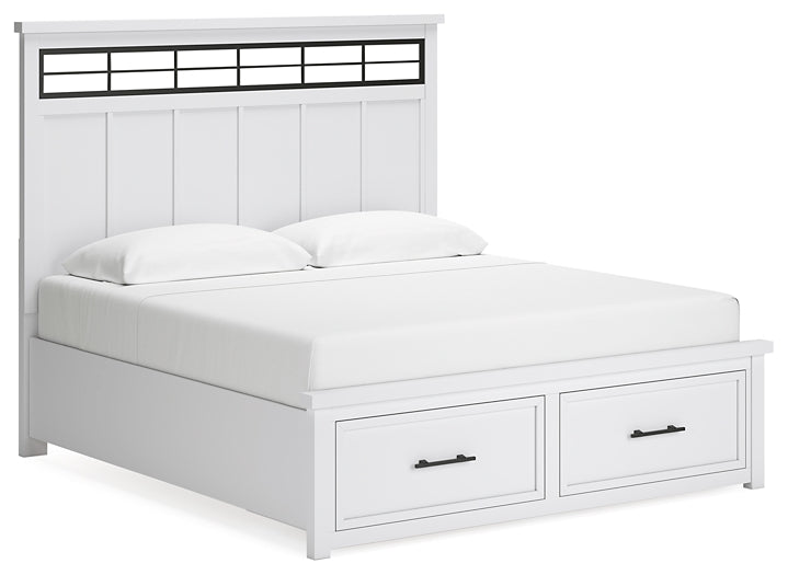 Ashbryn King Panel Storage Bed with Mirrored Dresser