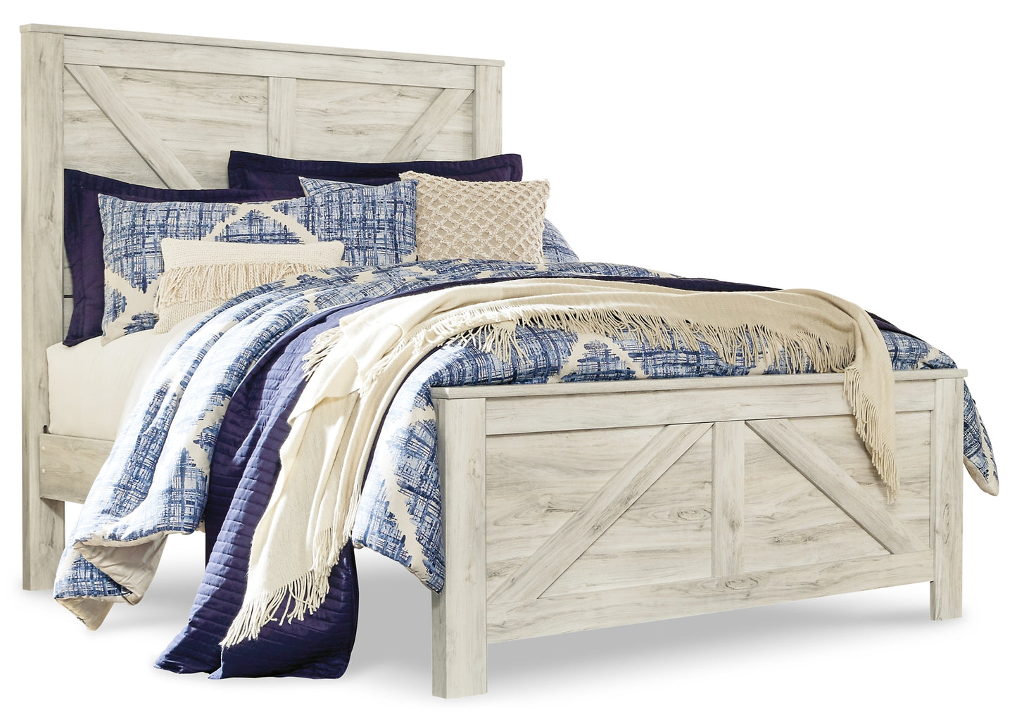 Bellaby Crossbuck Panel Bed With Mirrored Dresser, Chest And 2 Nightstands