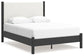 Cadmori Queen Upholstered Panel Bed with Mirrored Dresser and 2 Nightstands