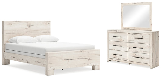 Queen Panel Bed with Mirrored Dresser