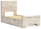 Twin Panel Bed with Mirrored Dresser