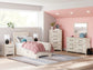 Twin Panel Bed with Mirrored Dresser