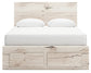Queen Panel Storage Bed with Mirrored Dresser
