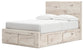Full Panel Storage Bed with Mirrored Dresser and Nightstand
