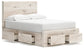 Full Panel Storage Bed with Mirrored Dresser and Nightstand