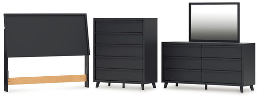 Danziar Queen Panel Headboard with Mirrored Dresser and Chest