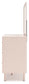 Wistenpine Full Upholstered Panel Headboard with Mirrored Dresser