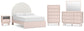 Wistenpine Full Upholstered Panel Bed with Mirrored Dresser, Chest and Nightstand