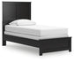 Twin Panel Bed with Mirrored Dresser and Nightstand