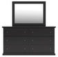 Queen Panel Bed with Mirrored Dresser and Nightstand