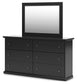 Queen Panel Bed with Mirrored Dresser and Nightstand