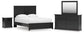 Queen Panel Bed with Mirrored Dresser and Nightstand