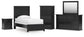 Twin Panel Bed with Mirrored Dresser, Chest and Nightstand
