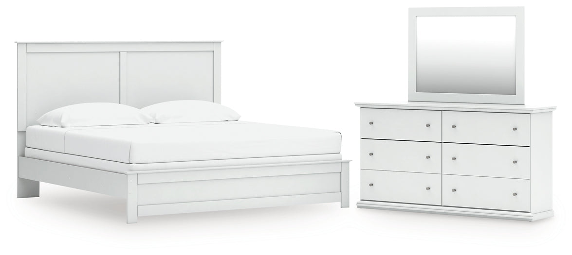 Bostwick Shoals King Panel Bed with Mirrored Dresser