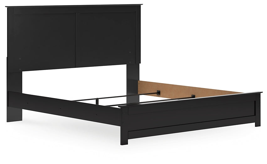 King Panel Bed with Mirrored Dresser and Nightstand