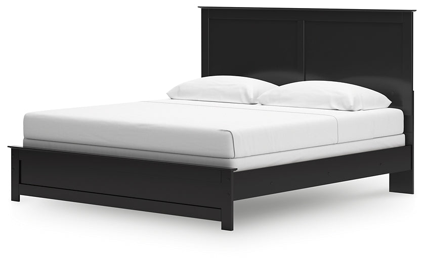 King Panel Bed with Mirrored Dresser and Chest