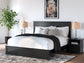 King Panel Bed with Mirrored Dresser and Chest