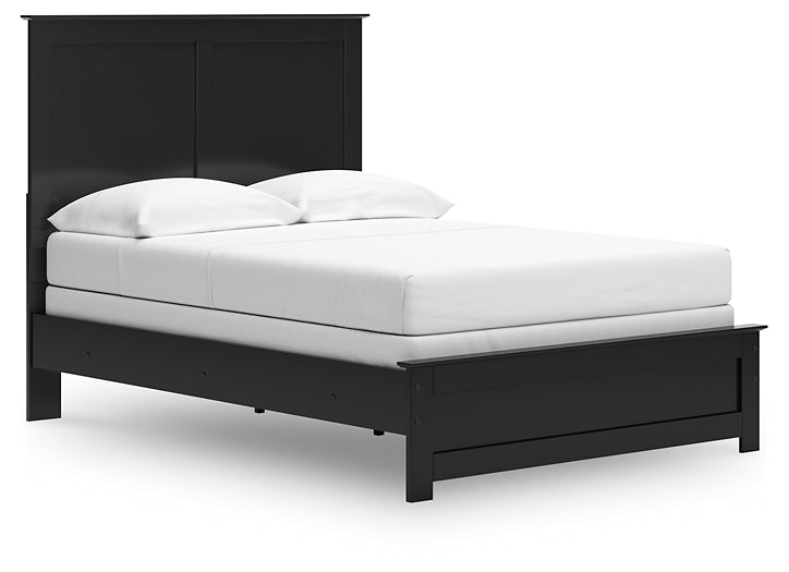 Full Panel Bed with Mirrored Dresser