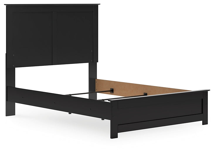 Full Panel Bed with Mirrored Dresser