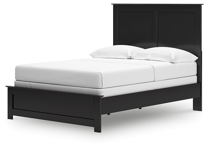 Full Panel Bed with Mirrored Dresser