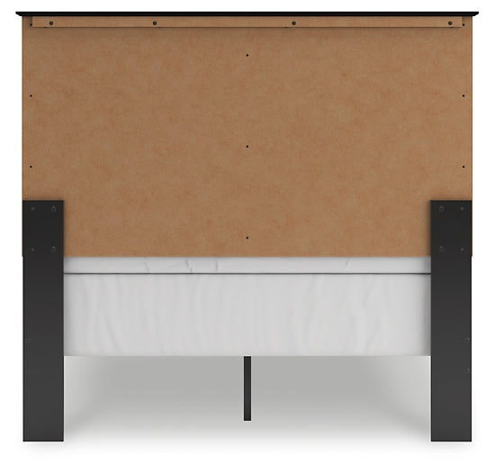 Full Panel Bed with Mirrored Dresser