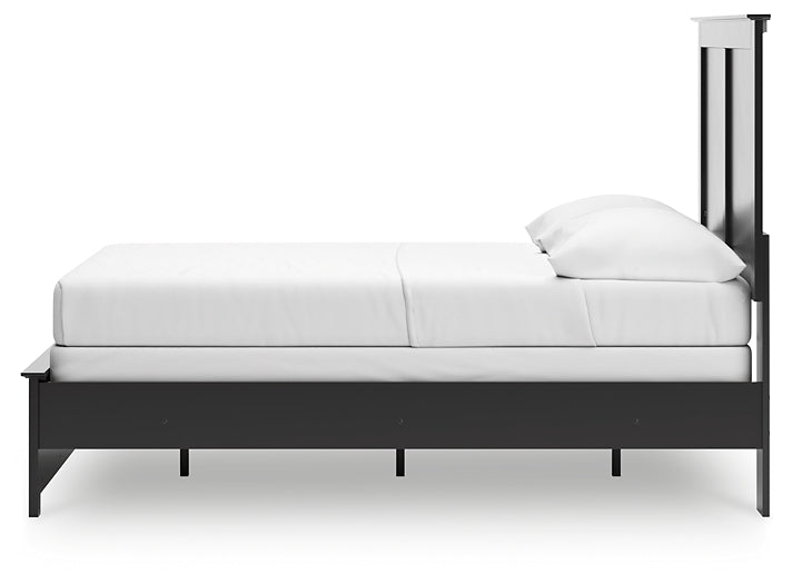 Full Panel Bed with Mirrored Dresser