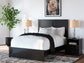 Full Panel Bed with Mirrored Dresser