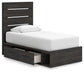 Hollivern Twin Panel Bed with Storage with Mirrored Dresser and Chest