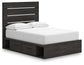 Hollivern Full Panel Bed with Storage with Mirrored Dresser and Chest