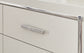 Zyniden King Upholstered Panel Headboard with Mirrored Dresser and Nightstand
