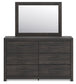 Hollivern Queen Panel Bed with Mirrored Dresser, Chest and Nightstand