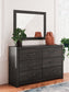 Hollivern Queen Panel Bed with Mirrored Dresser, Chest and Nightstand