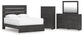 Hollivern Queen Panel Bed with Mirrored Dresser and Chest
