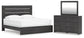 Hollivern King Panel Bed with Mirrored Dresser