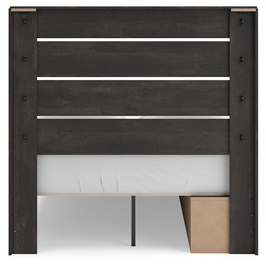 Hollivern Full Panel Bed with Storage with Mirrored Dresser, Chest and Nightstand