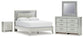 Zyniden Queen Upholstered Panel Bed with Mirrored Dresser and Nightstand