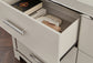 Zyniden Queen Upholstered Panel Bed with Mirrored Dresser and Nightstand