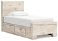 Twin Panel Bed with Mirrored Dresser and Nightstand