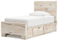 Twin Panel Bed with Mirrored Dresser and Nightstand