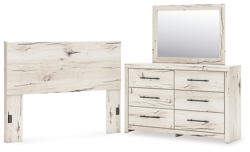 Queen Panel Headboard with Mirrored Dresser