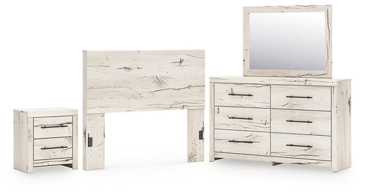 Full Panel Headboard with Mirrored Dresser and Nightstand