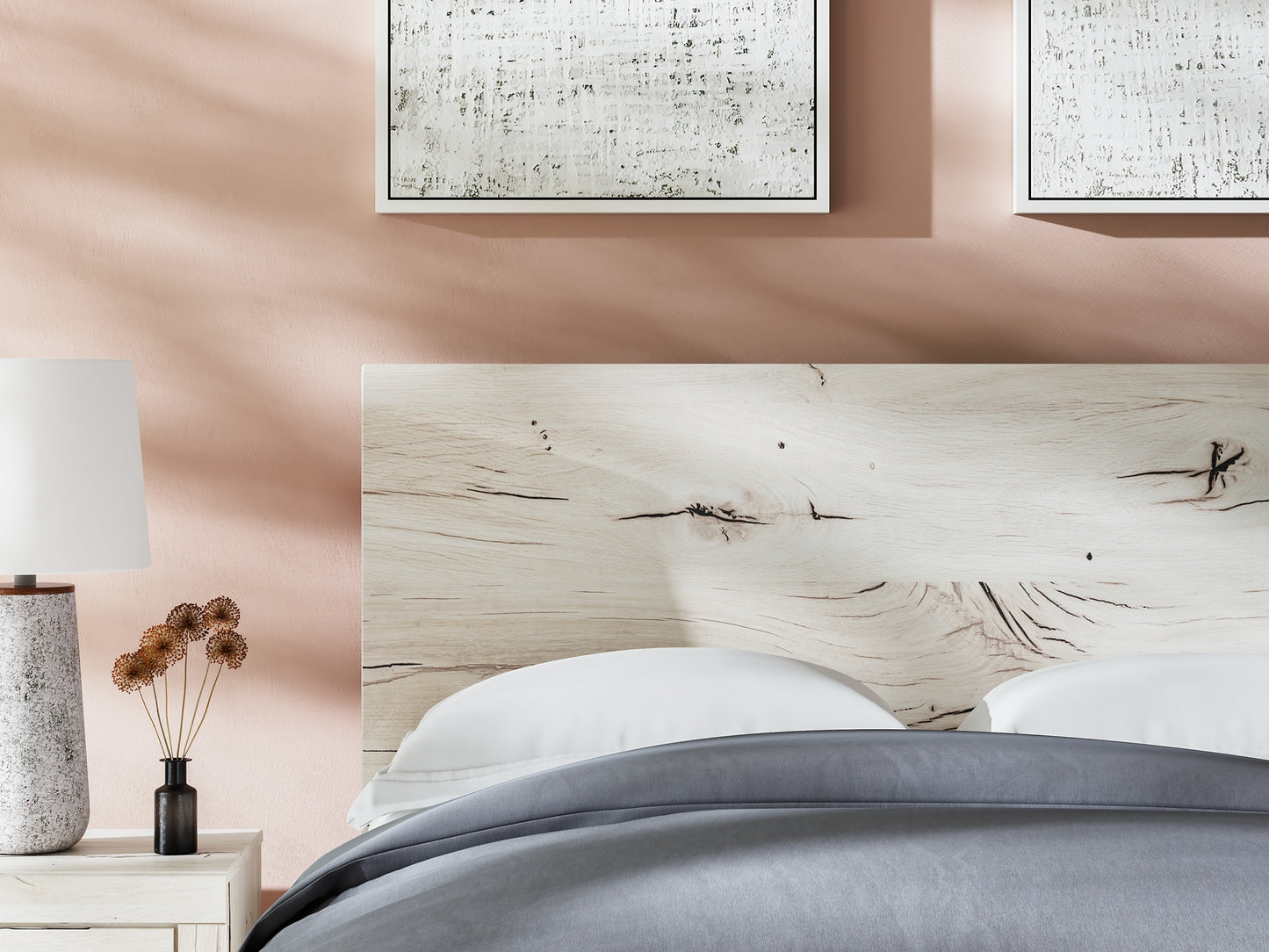 Full Panel Headboard with Mirrored Dresser