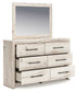 King Panel Storage Bed with Mirrored Dresser and Chest