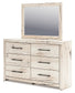 King Panel Storage Bed with Mirrored Dresser and Chest